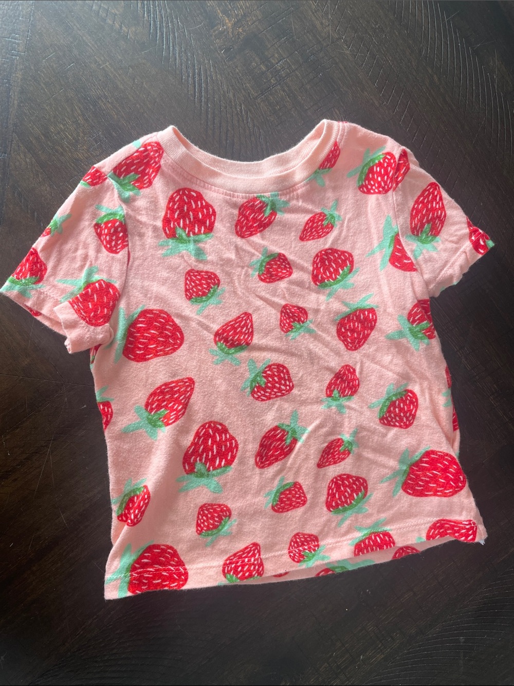 Old Navy Pink Tee with Red Strawberry Print